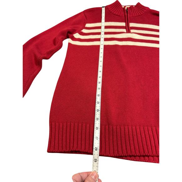 CHEROKEE Red Stripe Nautical Fisherman 1/4 Zip Y2K Cotton Sweater Women 16 18 XL - Picture 5 of 6